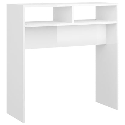 Table console Blanc brillant 78x30x80 cm Aggloméré