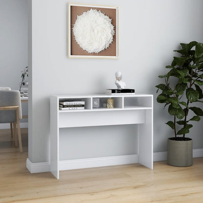 Table console blanc 105x30x80 cm bois d'ingénierie