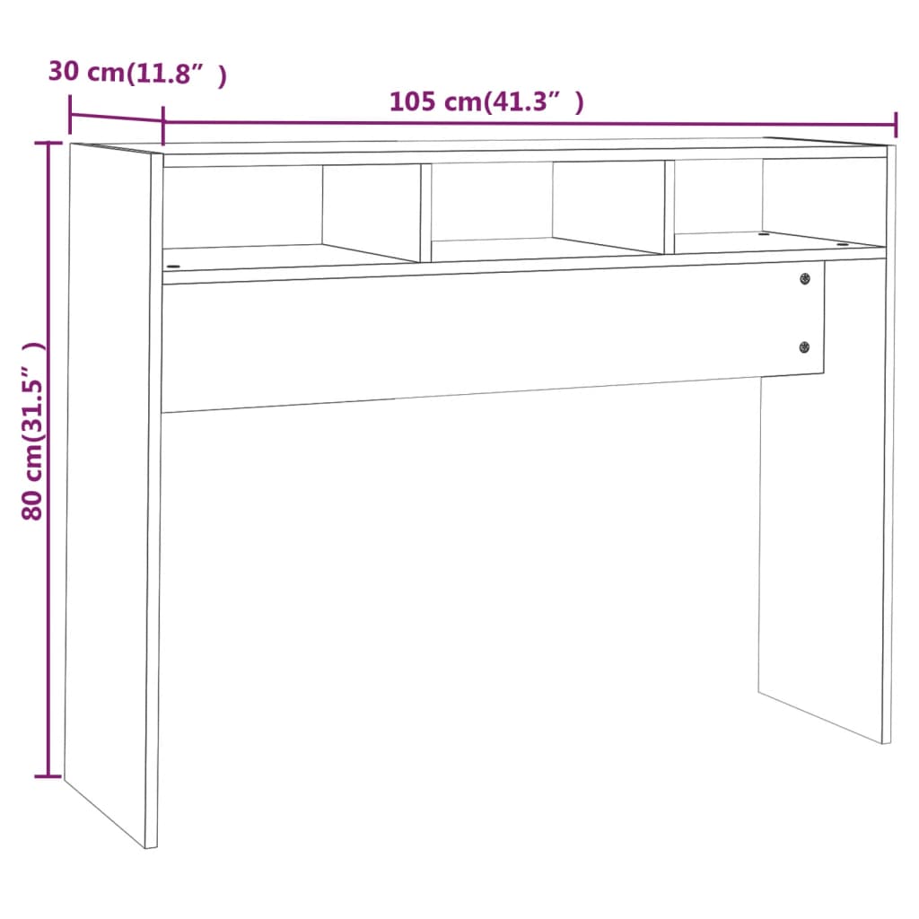 Table console blanc 105x30x80 cm bois d'ingénierie