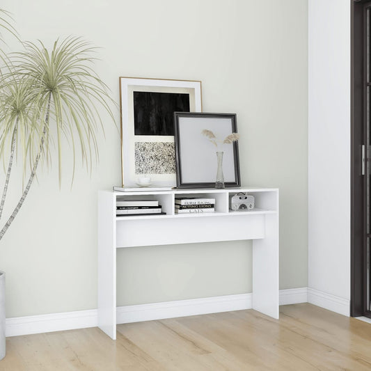 Table console blanc 105x30x80 cm bois d'ingénierie