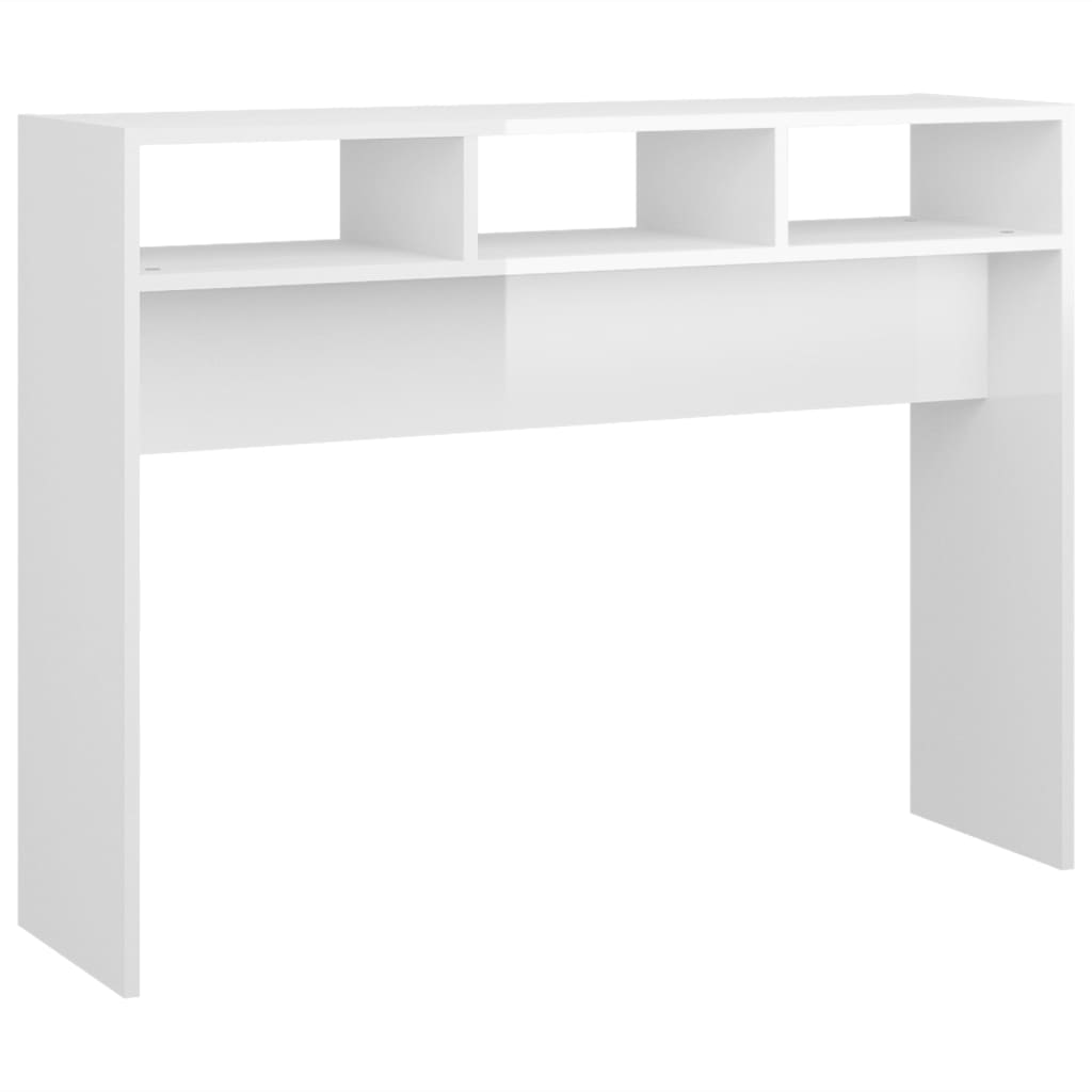 Table console blanc brillant 105x30x80 cm bois d'ingénierie