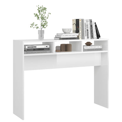 Table console blanc brillant 105x30x80 cm bois d'ingénierie