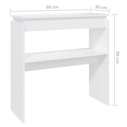 Table console blanc 80x30x80 cm bois d'ingénierie