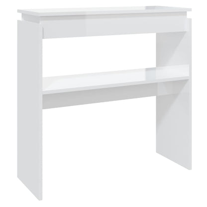 Table console blanc brillant 80x30x80 cm bois d'ingénierie