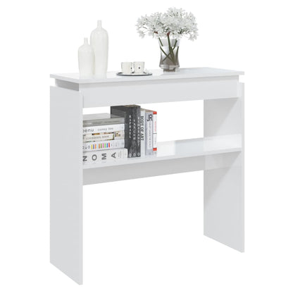 Table console blanc brillant 80x30x80 cm bois d'ingénierie