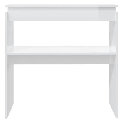 Table console blanc brillant 80x30x80 cm bois d'ingénierie