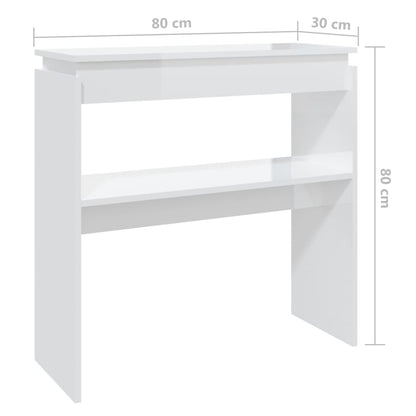 Table console blanc brillant 80x30x80 cm bois d'ingénierie