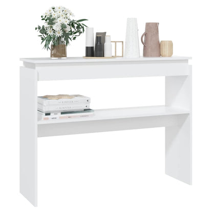 Table console blanc 102x30x80 cm bois d'ingénierie