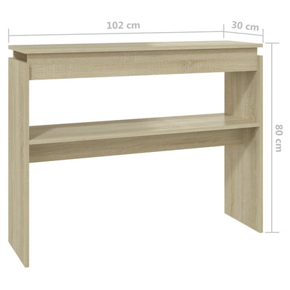 Table console chêne sonoma 102x30x80 cm bois d'ingénierie