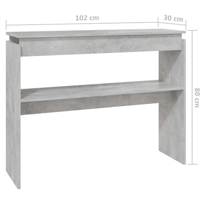 Table console gris béton 102x30x80 cm bois d'ingénierie