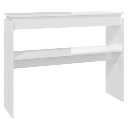 Table console blanc brillant 102x30x80 cm bois d'ingénierie