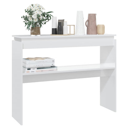 Table console blanc brillant 102x30x80 cm bois d'ingénierie