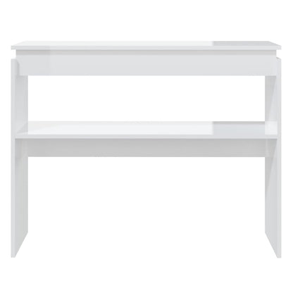 Table console blanc brillant 102x30x80 cm bois d'ingénierie