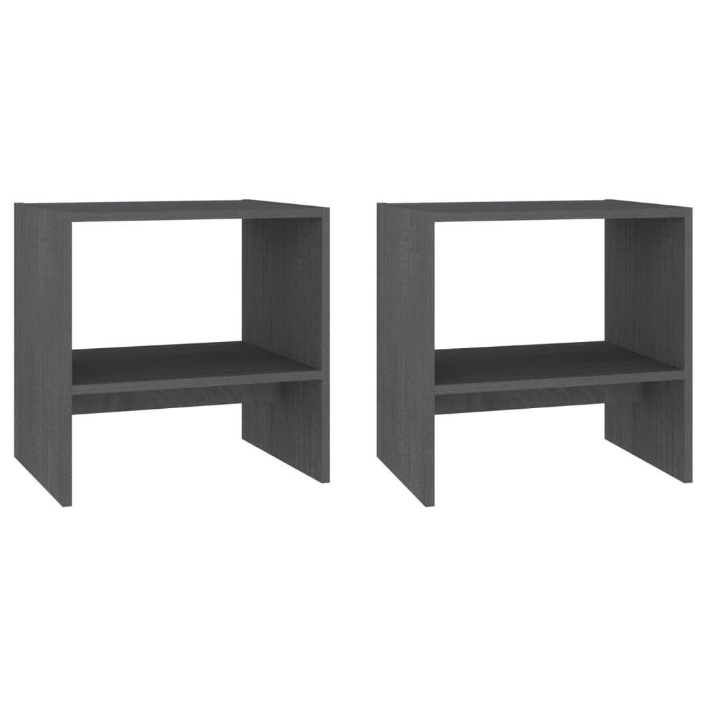 Tables de chevet 2 pcs Gris 40x30,5x40 cm Bois de pin massif