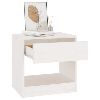 Table de chevet Blanc 40x31x40 cm Bois de pin massif