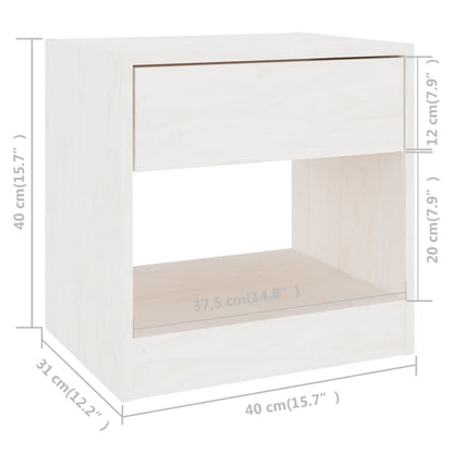 Table de chevet Blanc 40x31x40 cm Bois de pin massif