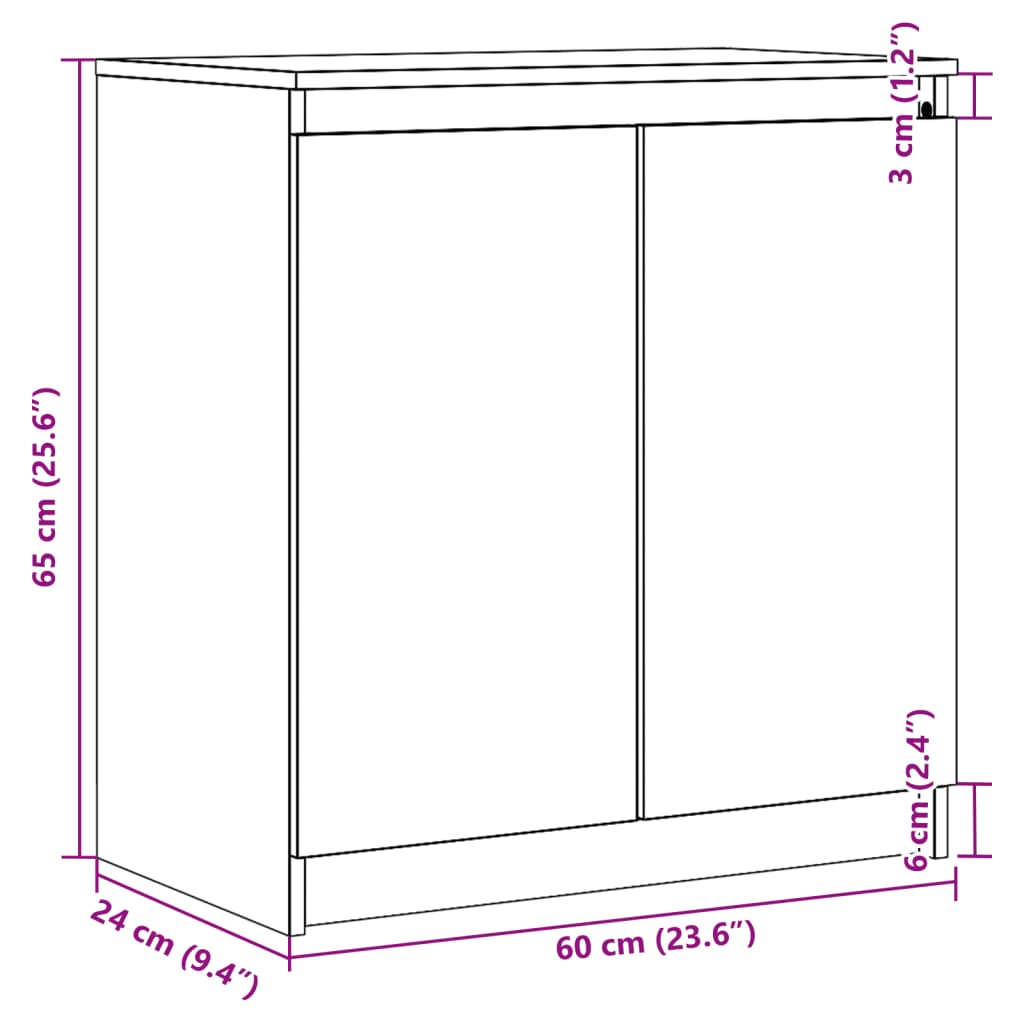 Armoire latérale gris 60x36x65 cm bois de pin massif