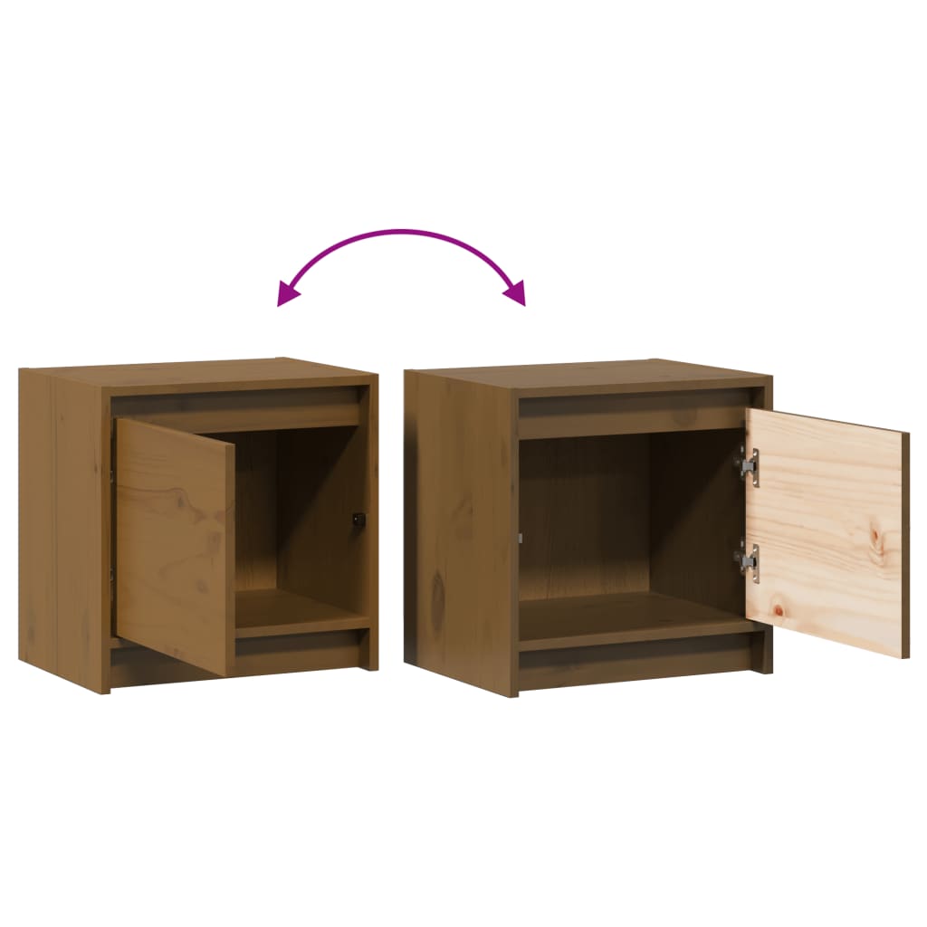 Tables de chevet 2 pcs Marron miel 40x30,5x40 cm Bois de pin