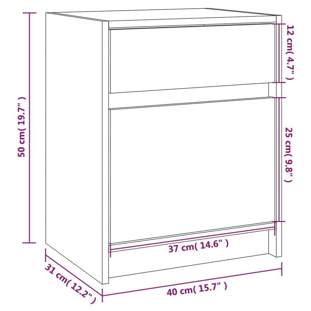 Table de chevet 40x31x50 cm bois de pin massif