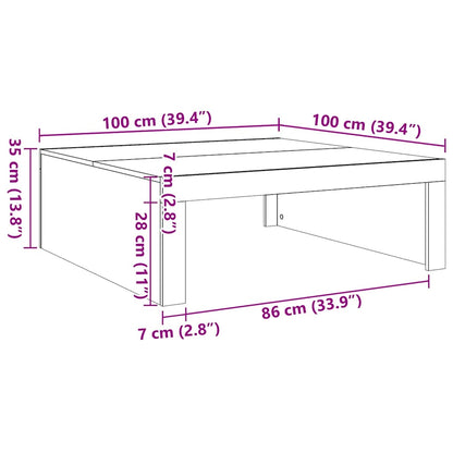 Table basse noir 100x100x35 cm bois d'ingénierie