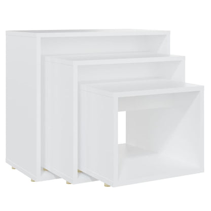 Tables gigognes 3 pcs Blanc Aggloméré