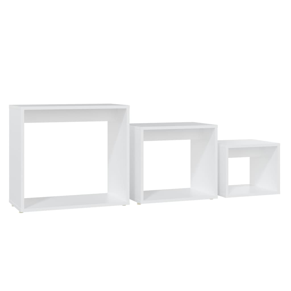 Tables gigognes 3 pcs Blanc Aggloméré