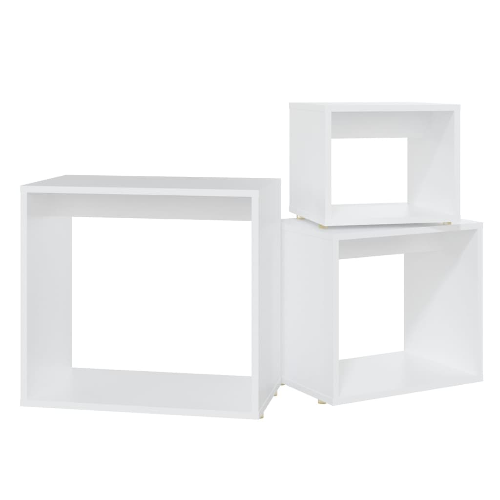 Tables gigognes 3 pcs Blanc Aggloméré