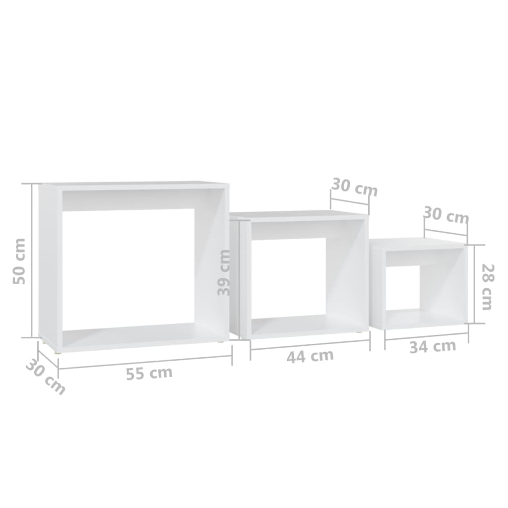 Tables gigognes 3 pcs Blanc Aggloméré