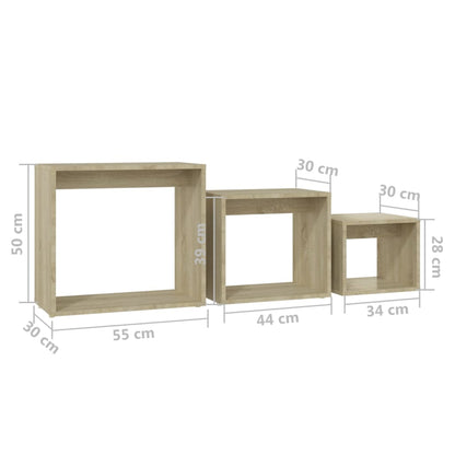 Tables gigognes 3 pcs Chêne sonoma Aggloméré