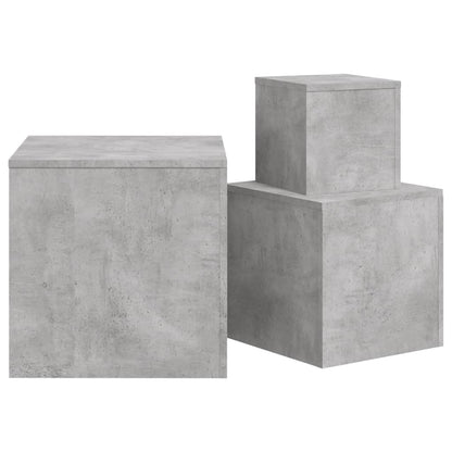 Tables d'appoint 3 pcs Gris béton Bois d’ingénierie