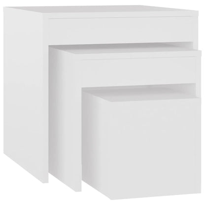 Tables gigognes 3 pcs Blanc Aggloméré