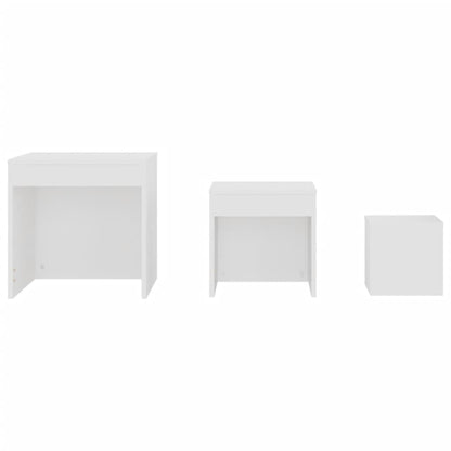 Tables gigognes 3 pcs Blanc Aggloméré