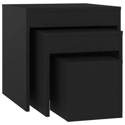 Tables gigognes 3 pcs Noir Aggloméré