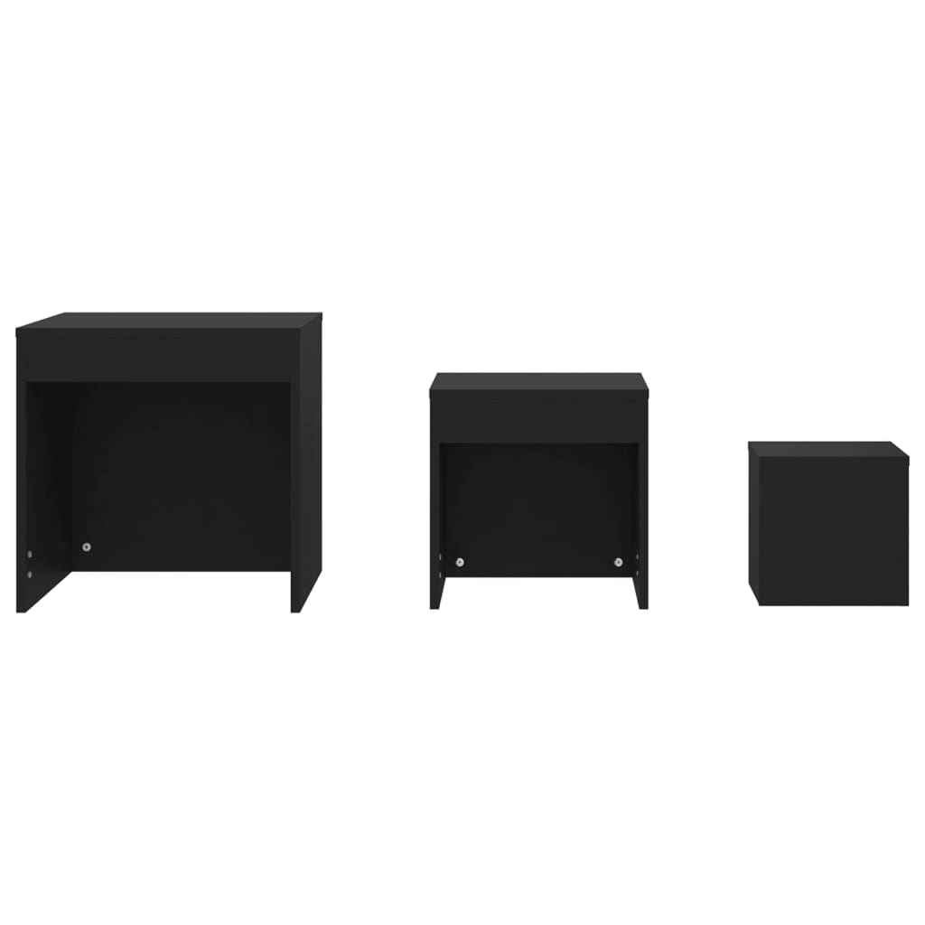 Tables gigognes 3 pcs Noir Aggloméré