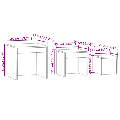 Tables gigognes 3 pcs Gris Bois d'ingénierie