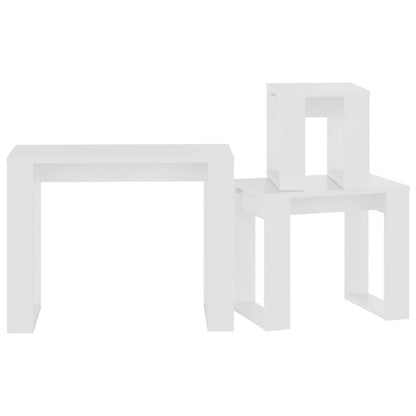 Tables gigognes 3 pcs Blanc Bois d'ingénierie