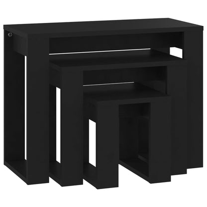 Tables gigognes 3 pcs Noir Bois d'ingénierie