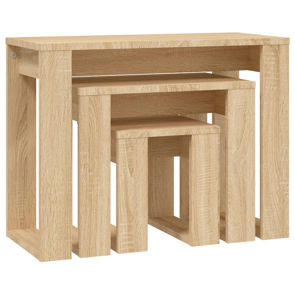 Tables gigognes 3 pcs Chêne sonoma Bois d'ingénierie