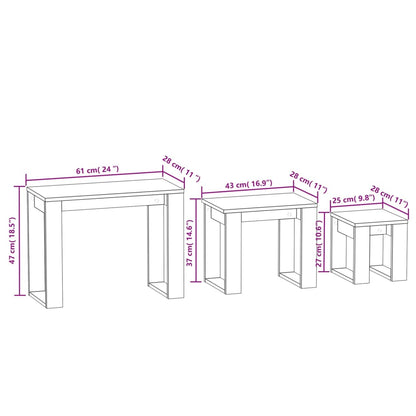 Tables gigognes 3 pcs Chêne sonoma Bois d'ingénierie