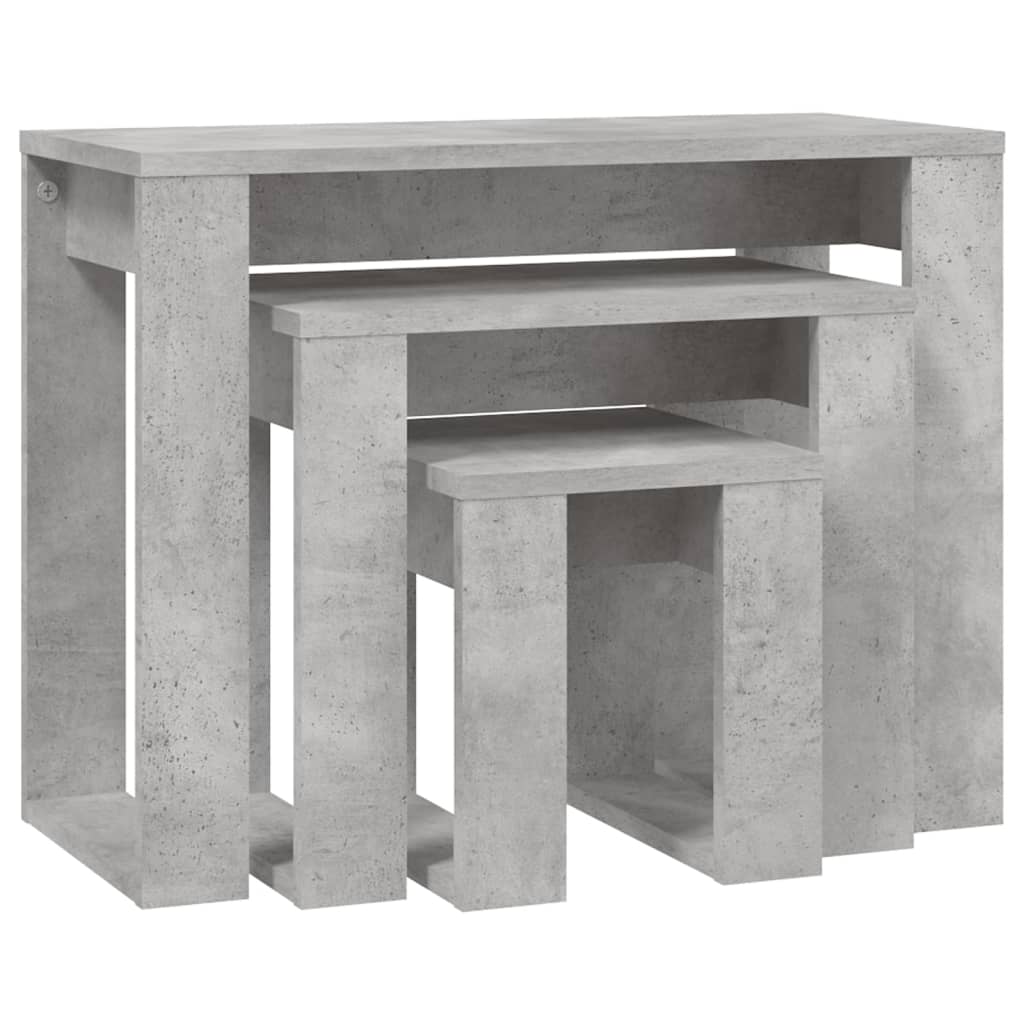 Tables gigognes 3 pcs Gris béton Bois d'ingénierie