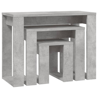 Tables gigognes 3 pcs Gris béton Bois d'ingénierie