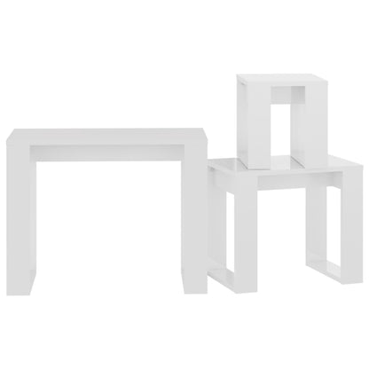 Tables gigognes 3 pcs Blanc brillant Bois d'ingénierie