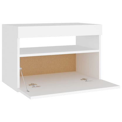 Tables de chevet avec lumières LED 2 pcs blanc 60x35x40 cm