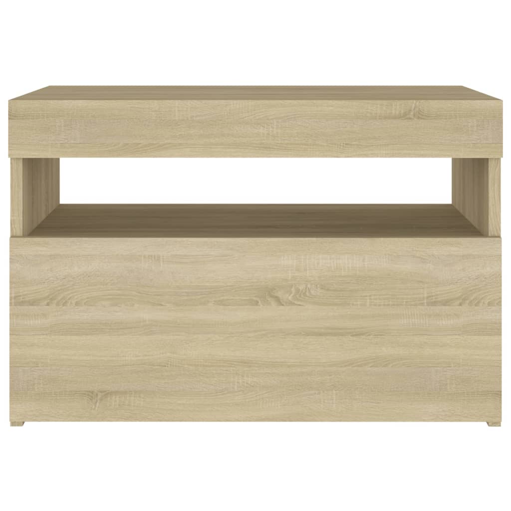 Table de chevet avec lumières LED chêne sonoma 60x35x40 cm