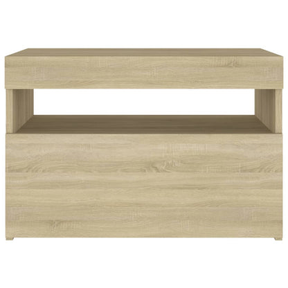 Table de chevet avec lumières LED chêne sonoma 60x35x40 cm