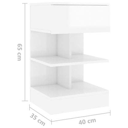 Table de chevet Blanc brillant 40x35x65 cm Bois d’ingénierie