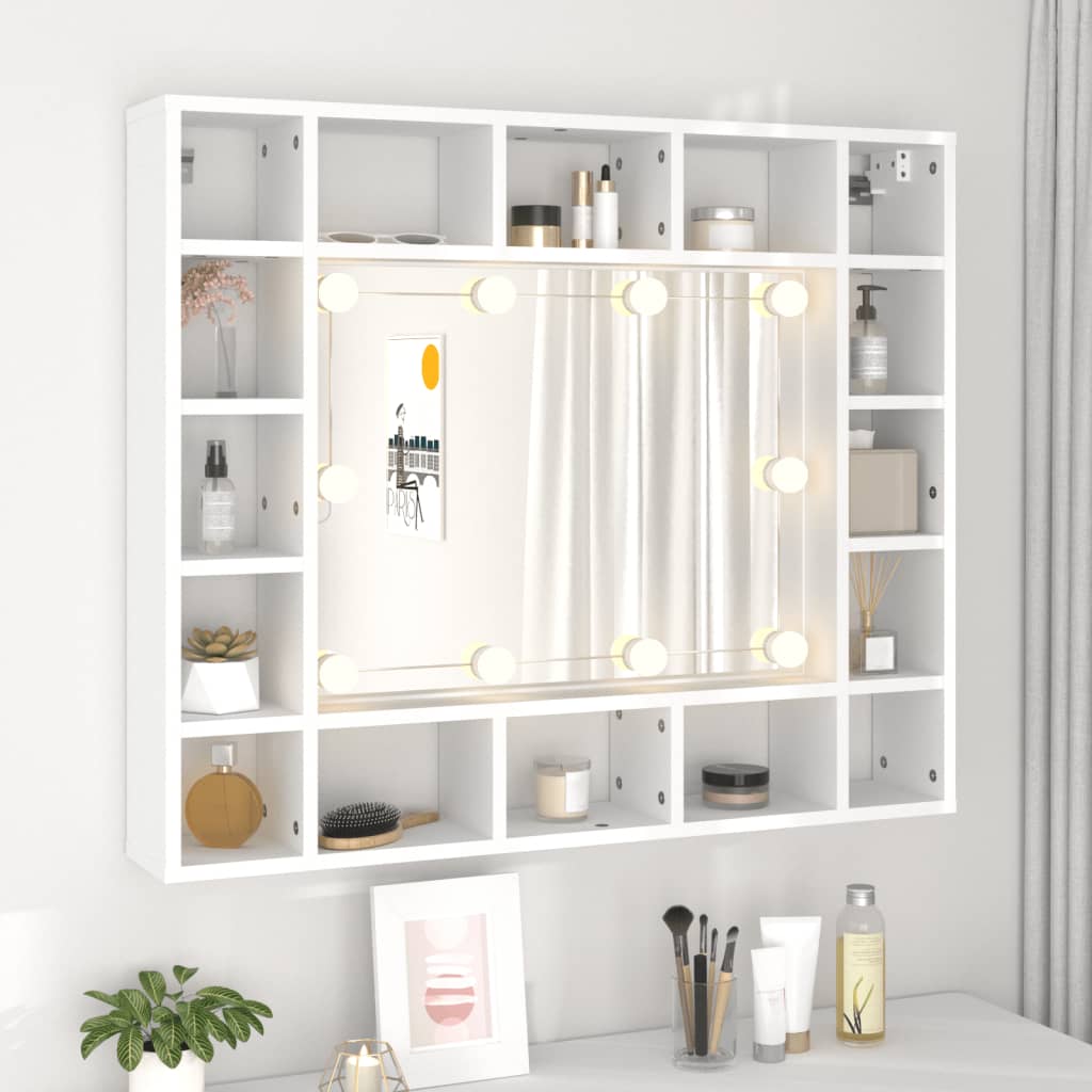 Armoire de miroir avec LED Blanc 91x15x76,5 cm