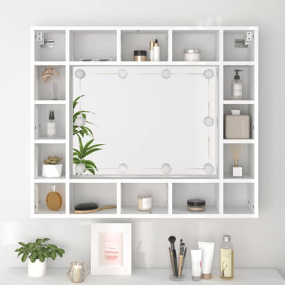 Armoire de miroir avec LED Blanc 91x15x76,5 cm