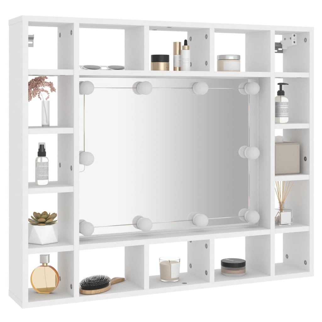 Armoire de miroir avec LED Blanc 91x15x76,5 cm