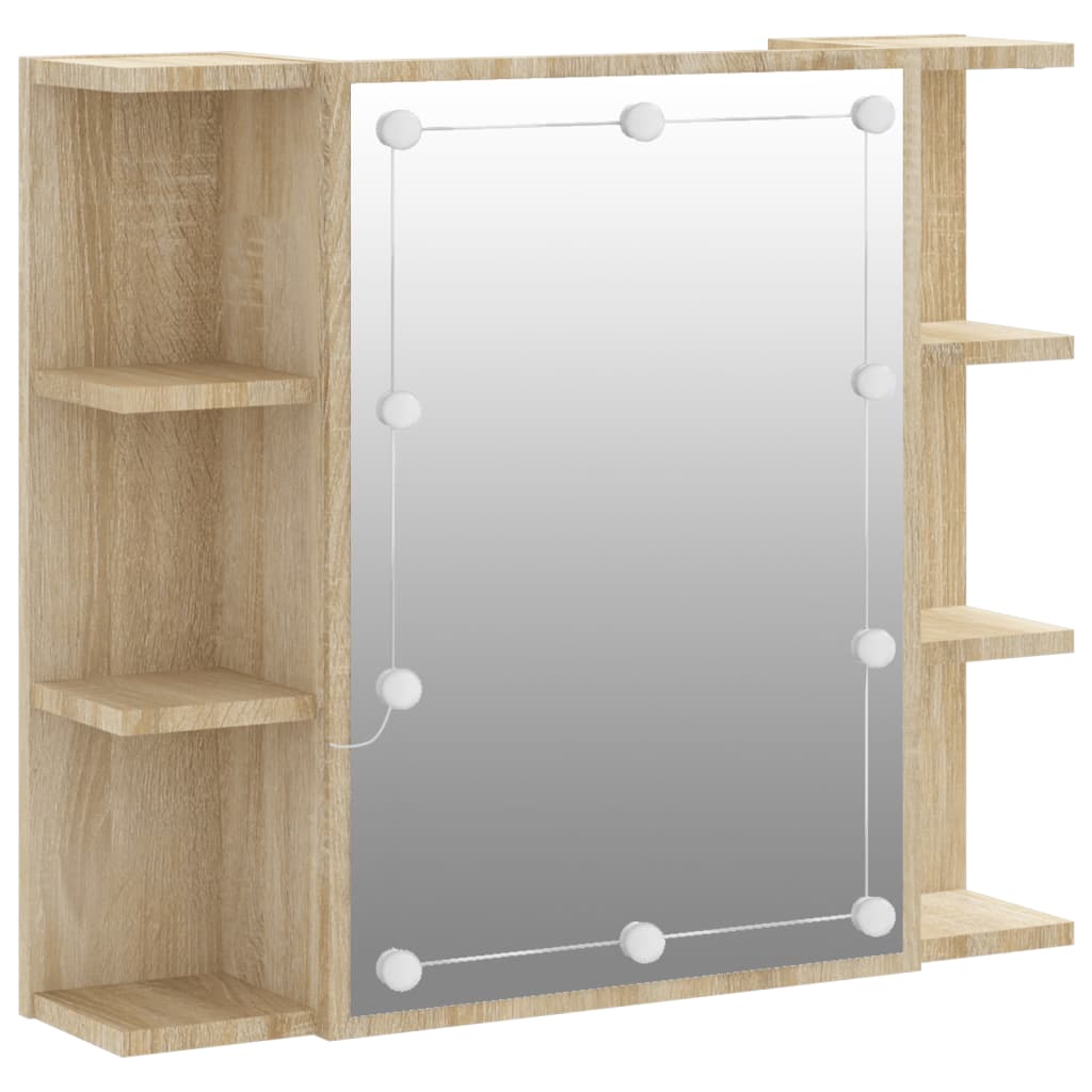 Armoire à miroir avec LED Chêne sonoma 70x16,5x60 cm